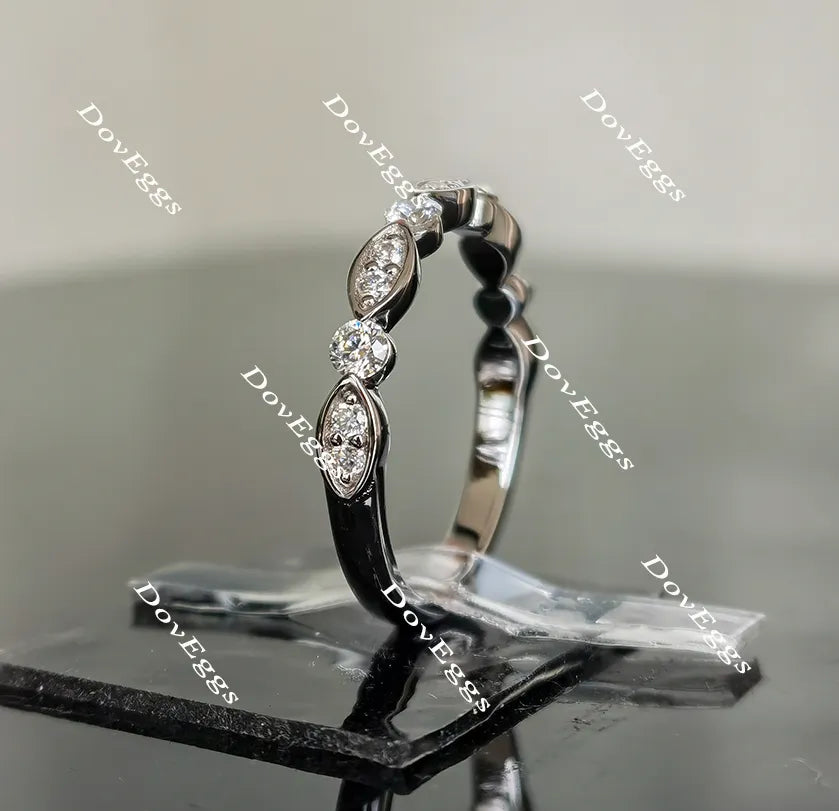 Doveggs round art deco half eternity moissanite/lab grown diamond wedding band-2.2mm band width