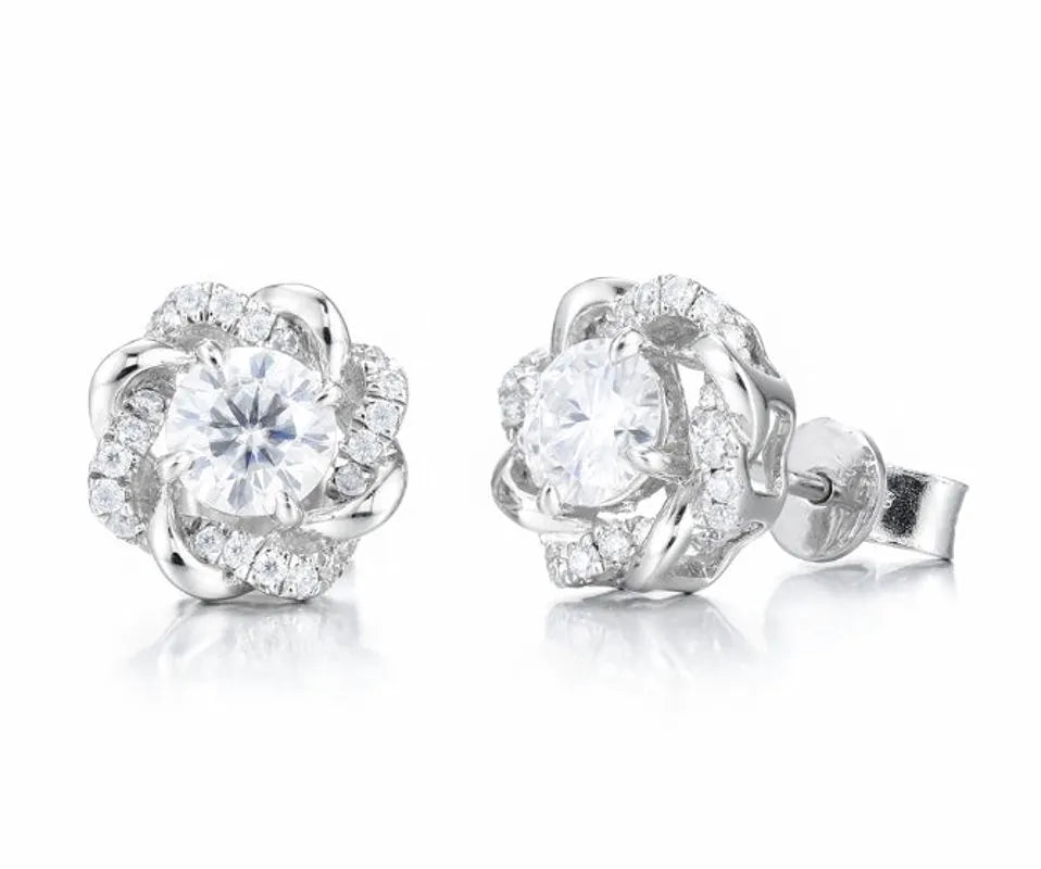 Doveggs studs push back round moissanite earrings
