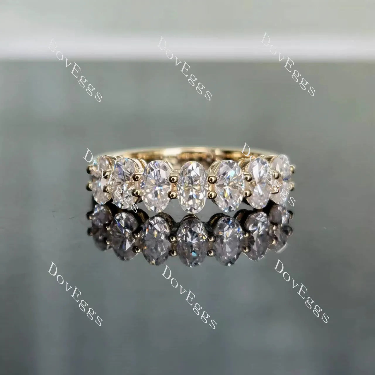 Doveggs oval eternity moissanite/lab grown diamond wedding band-2.4mm band width