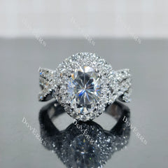 (size 7.5) Doveggs sterling silver 2.8ct Oval moissanite engagement ring