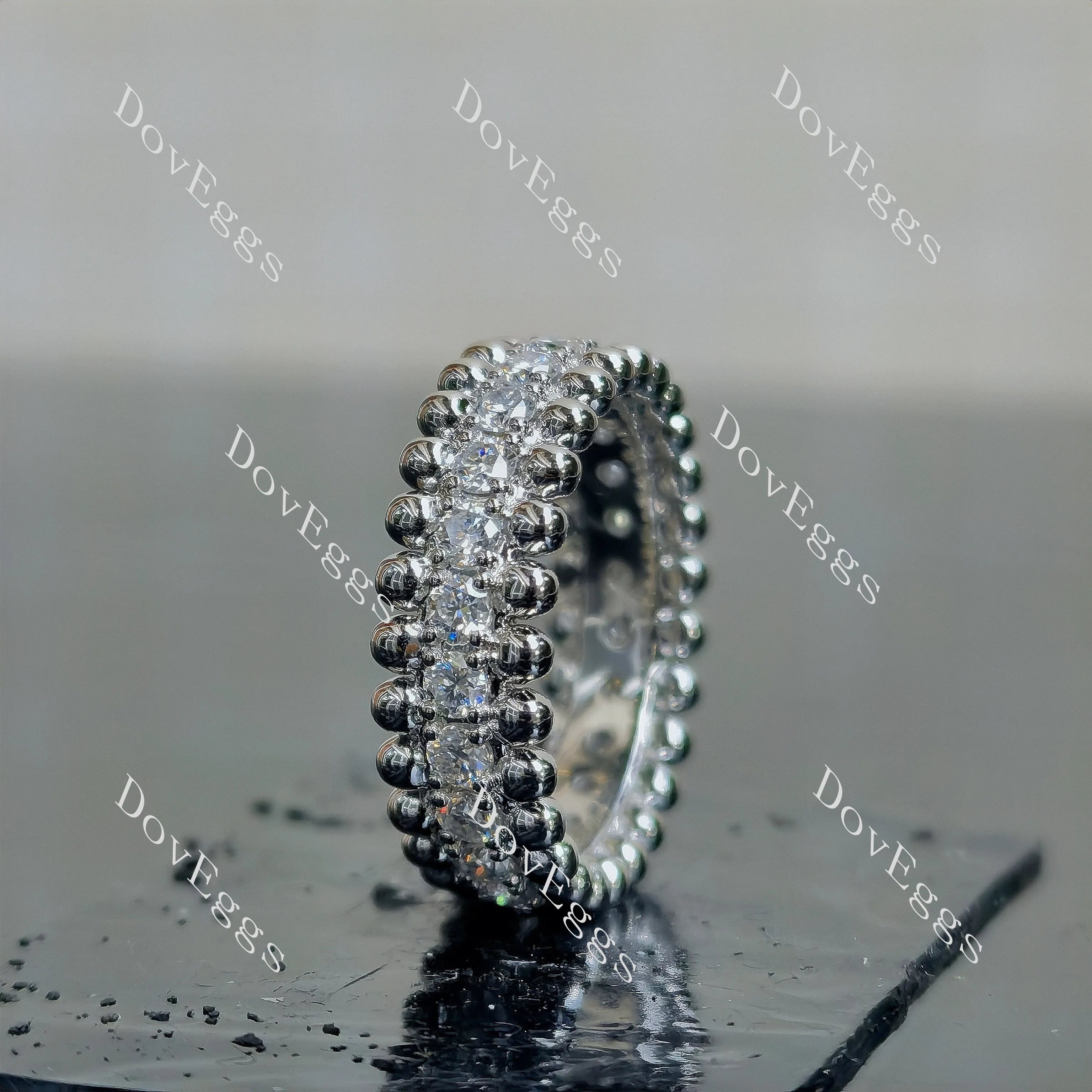 Doveggs round full eternity pave moissanite/lab grown diamond wedding band for women-5.2mm band width