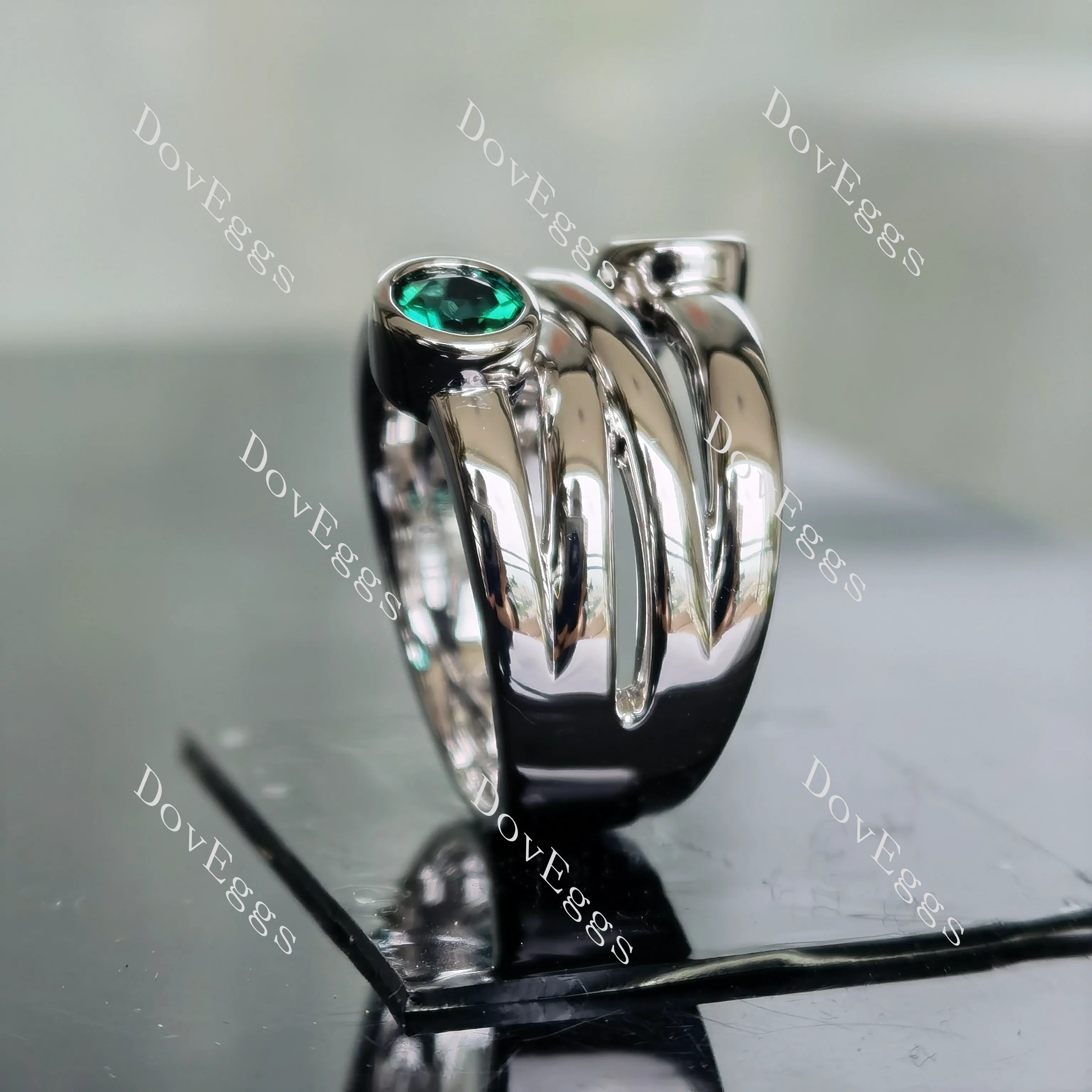 Doveggs round two stones around 14mm tapered to 7mm colored gem wedding band-7mm band width