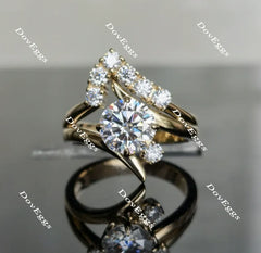 Doveggs round curved band art deco moissanite engagement ring