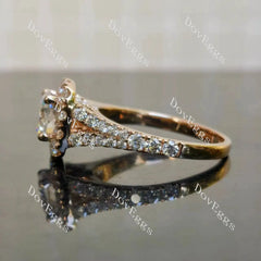 Doveggs cushion halo half eternity moissanite engagement ring
