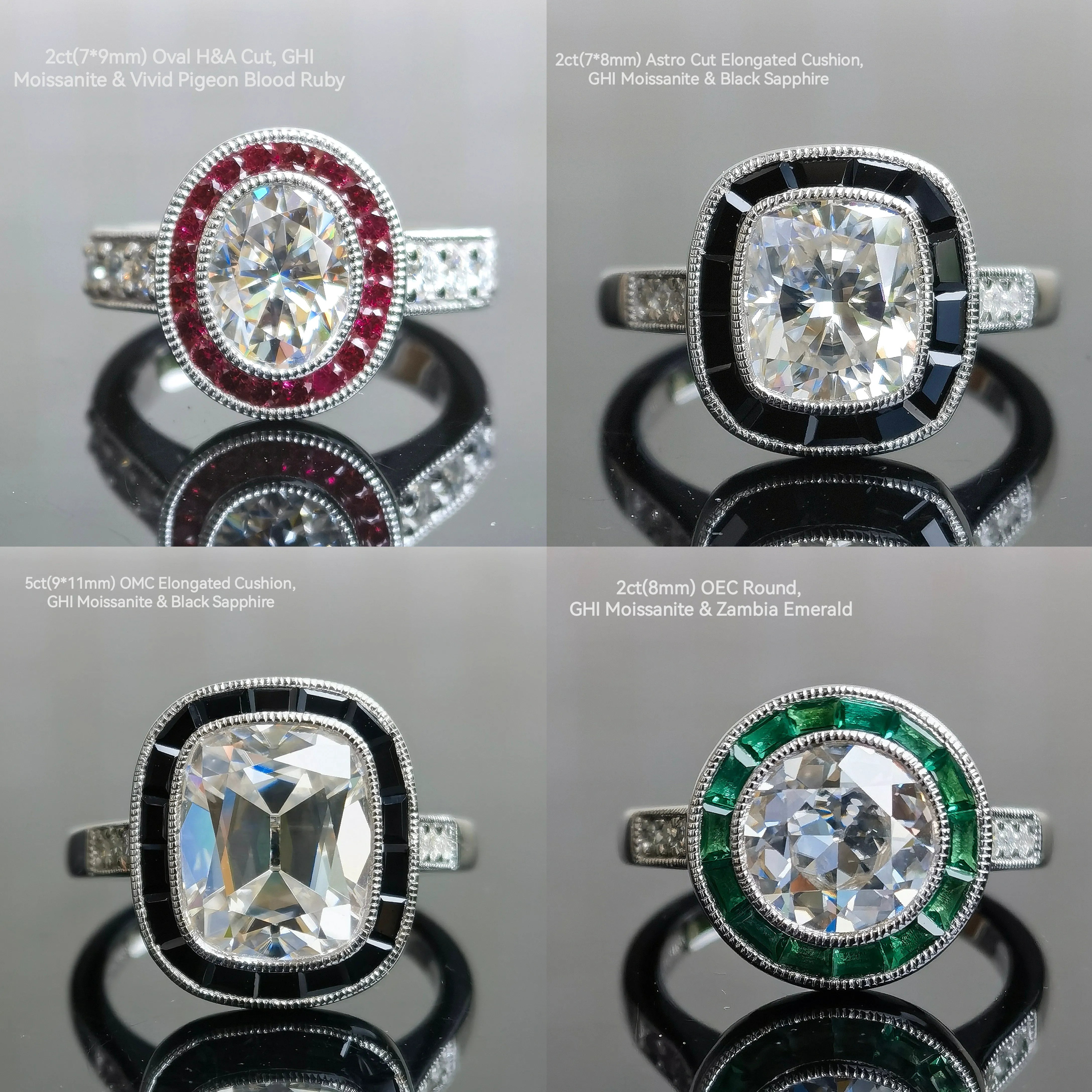 Doveggs round halo bezel moissanite engagement ring