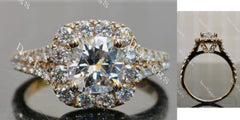 Doveggs cushion halo half eternity moissanite engagement ring