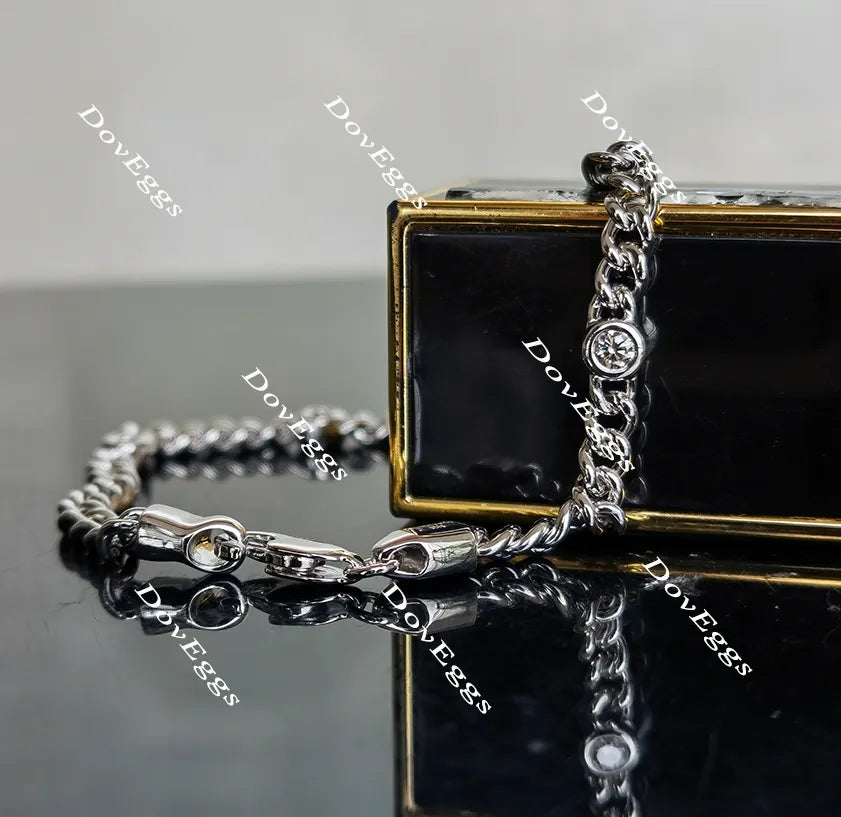 Doveggs round bezel setting moissanite/lab grown diamond bracelet
