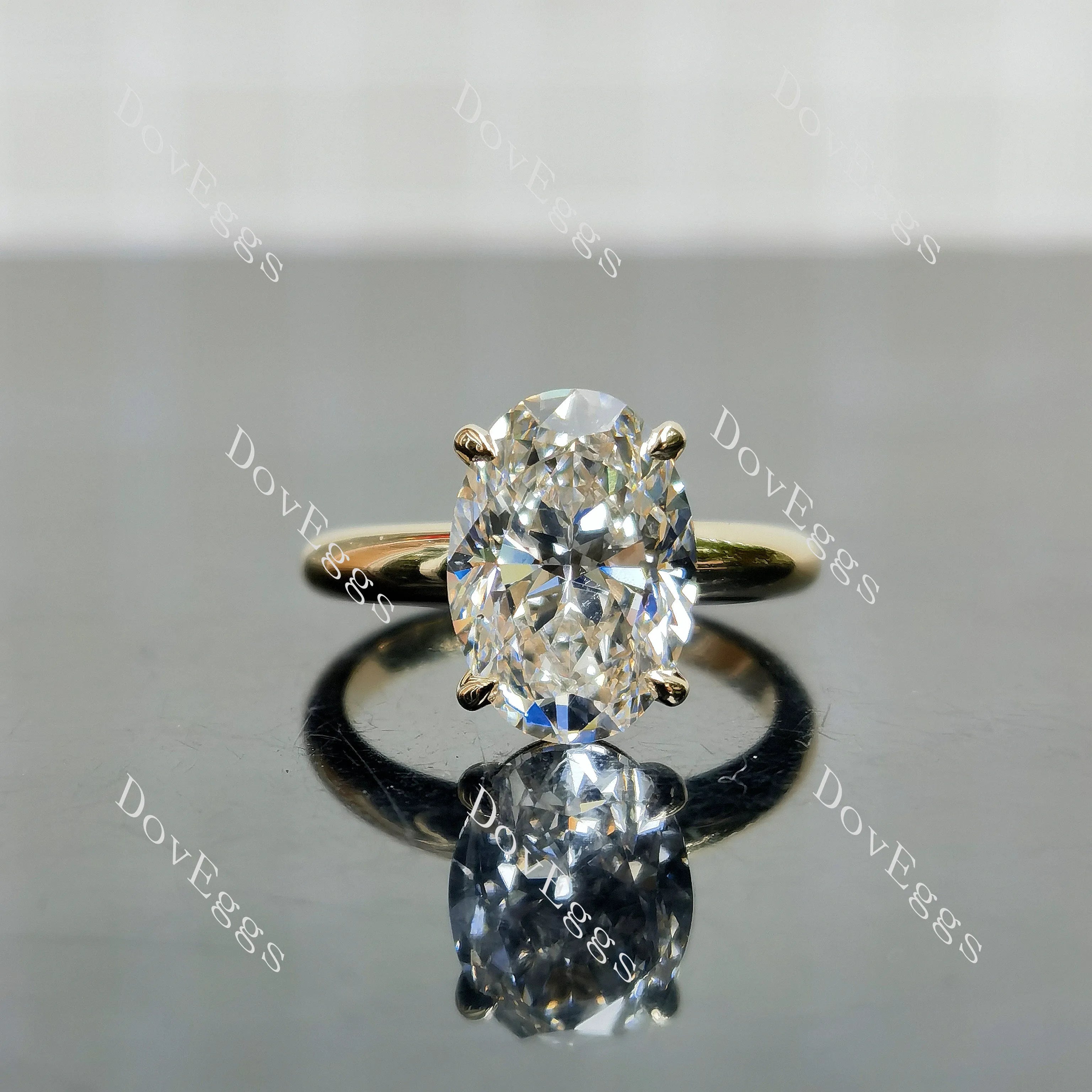 Oval solitaire moissanite engagement ring| DovEggs