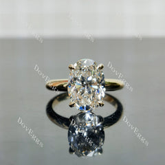 Oval solitaire moissanite engagement ring| DovEggs