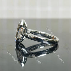 Cheryl G Emerald Bezel Three Stones Lab Grown Diamond Engagement Ring