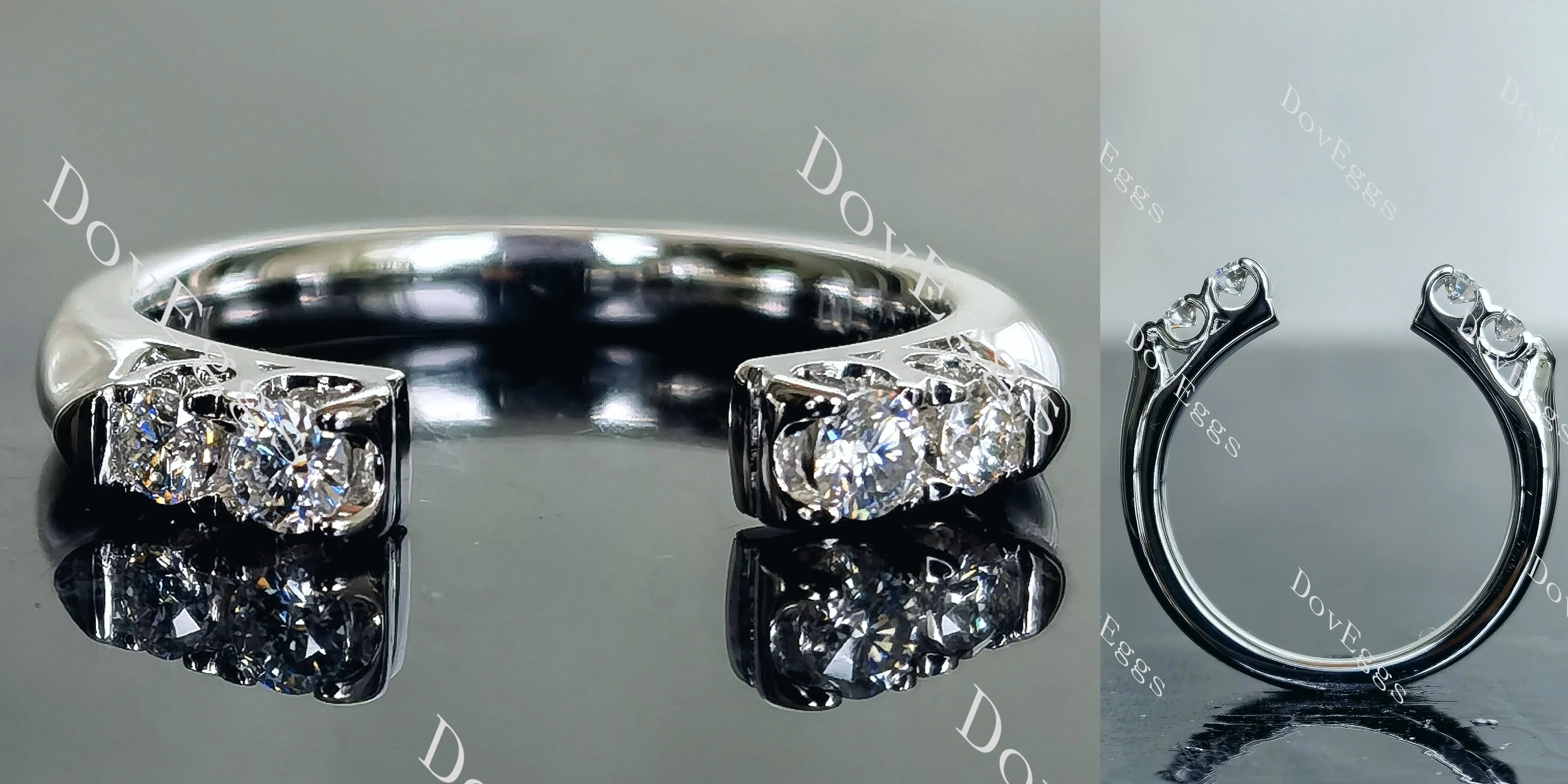 Doveggs round pave moissanite/lab grown diamond wedding band-2.3mm band width