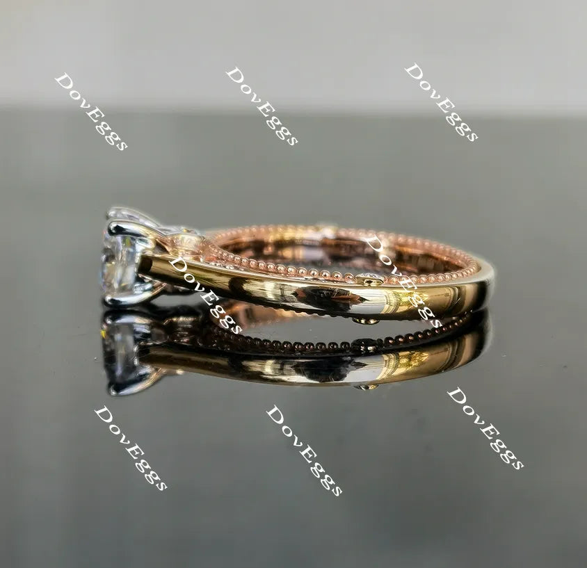 DovEggs vintage cushion moissanite engagement ring