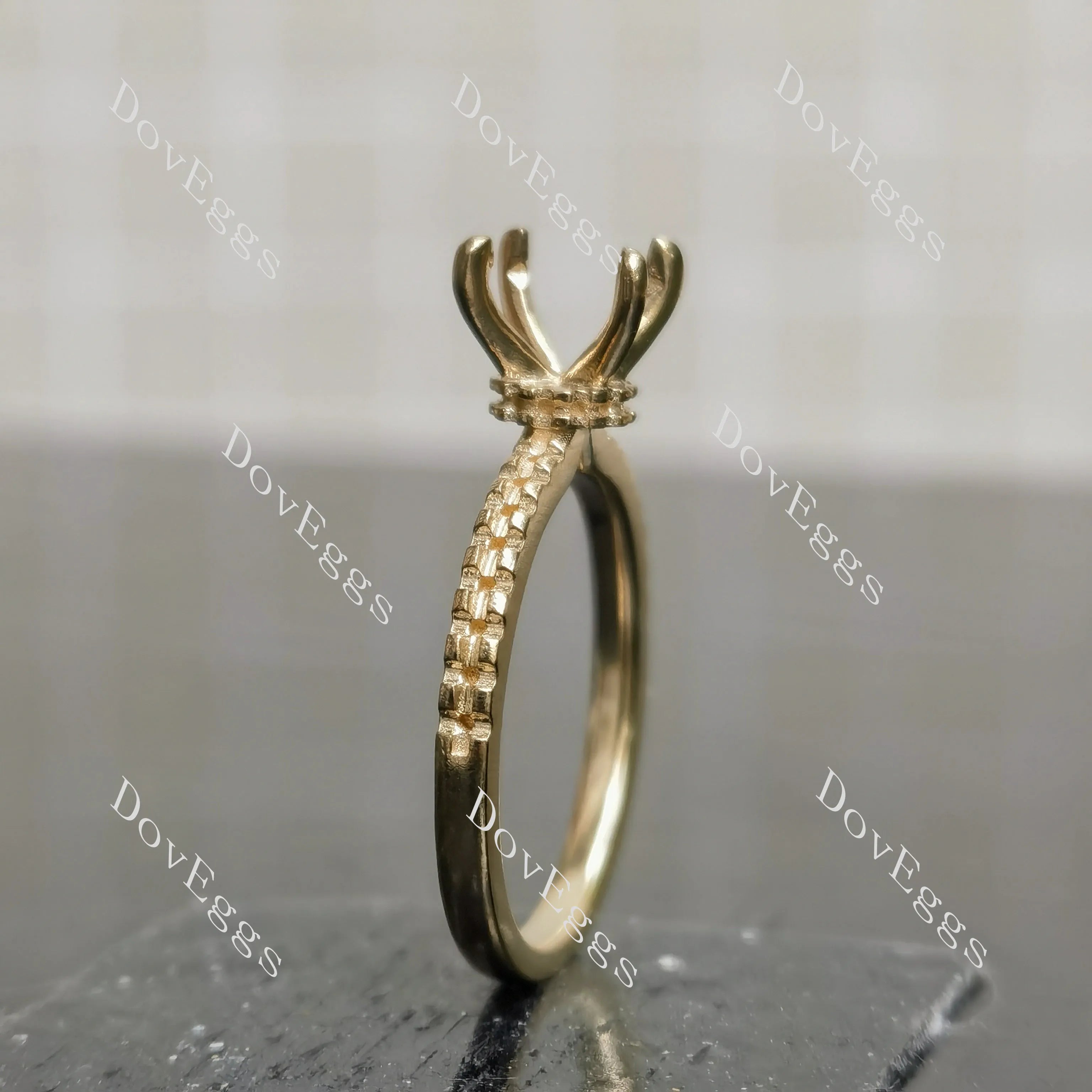 DovEggs half eternity pave engagement ring only semi-mount only(Exclusively to DovEggs Stones)