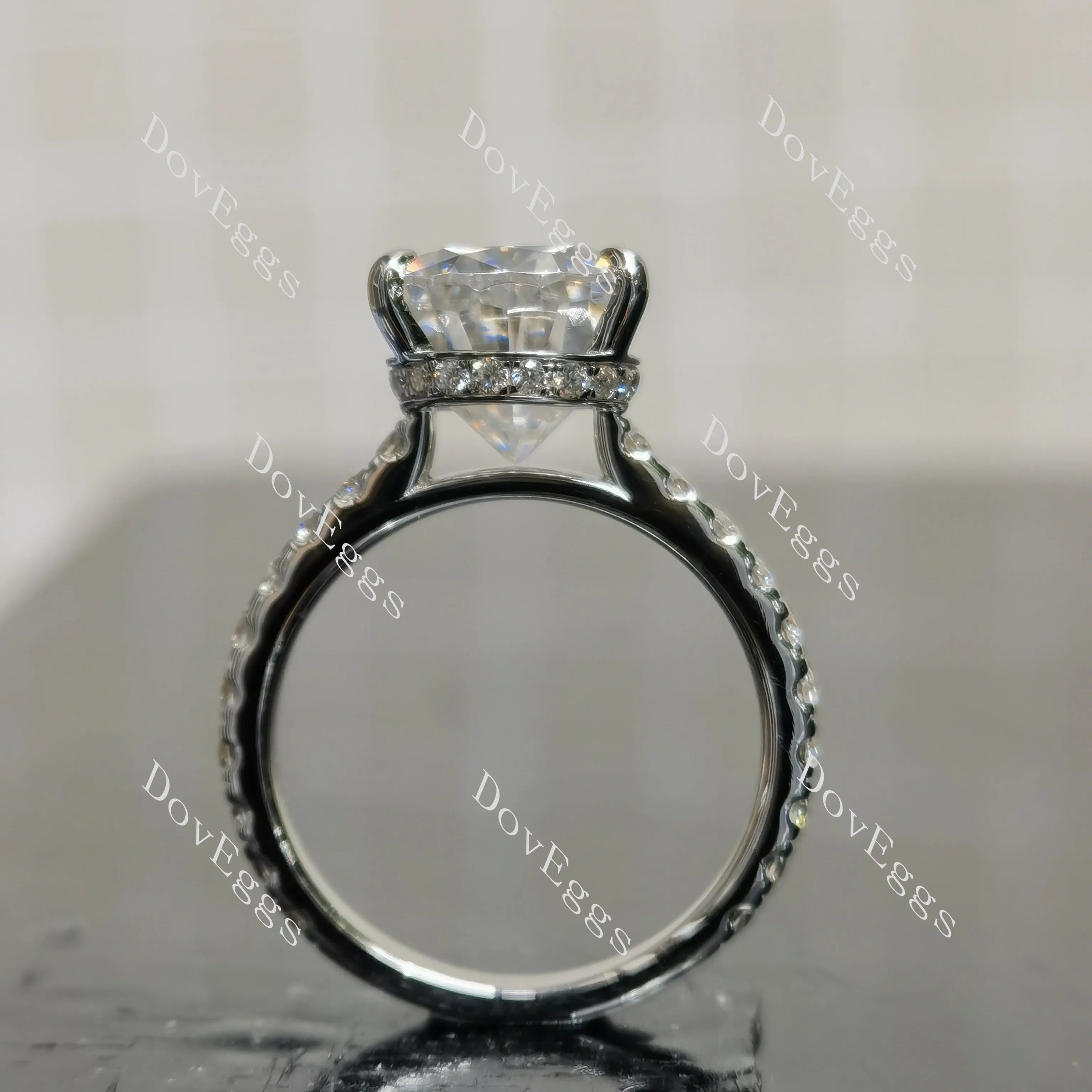 (size 6.5) Doveggs sterling silver 6ct pear pave moissanite engagement ring