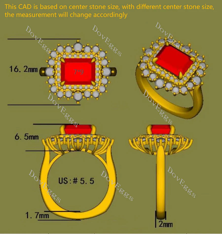 Doveggs east-west halo engagement ring only semi-mount only(Exclusively to DovEggs Stones)