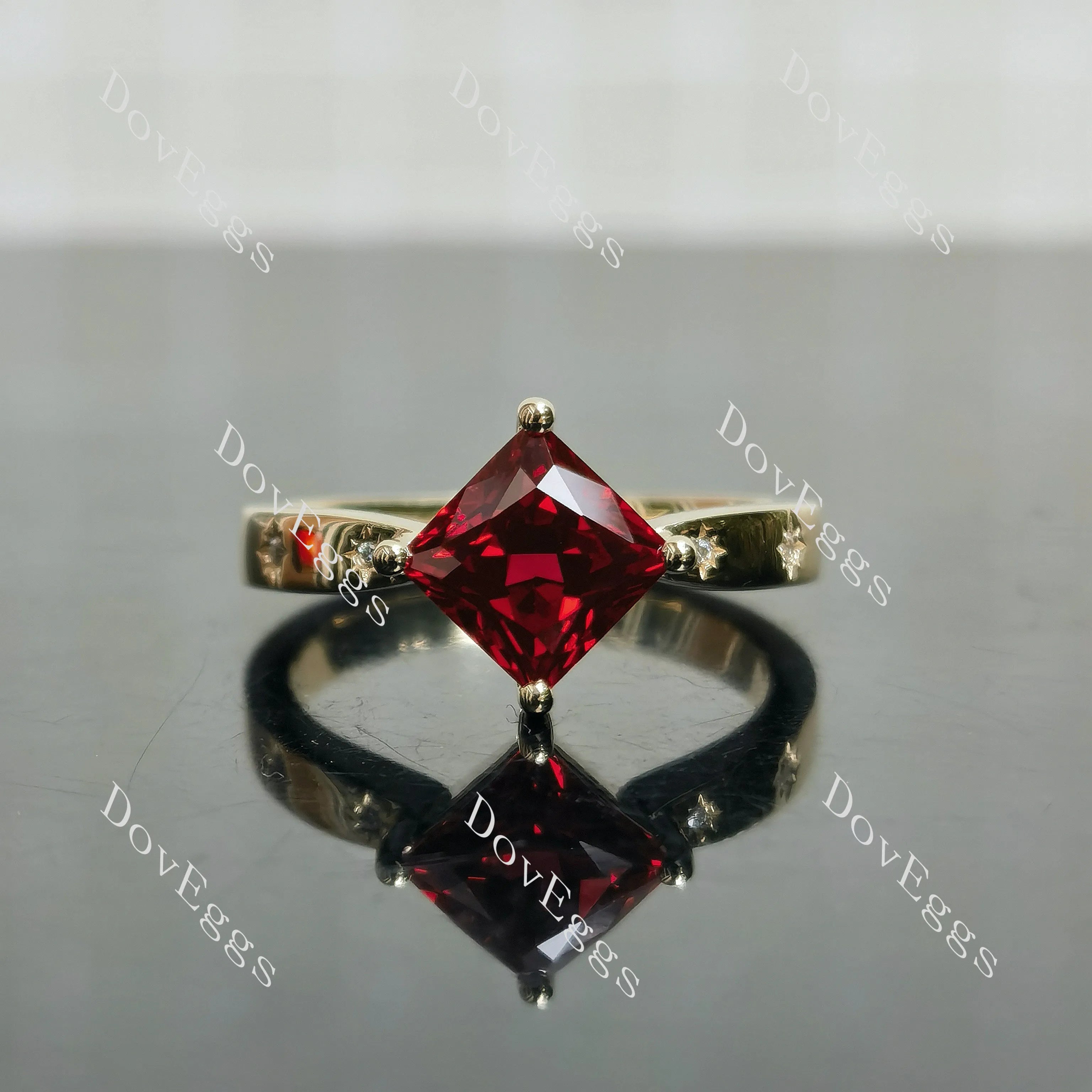 Doveggs princess star loop colored gem engagement ring