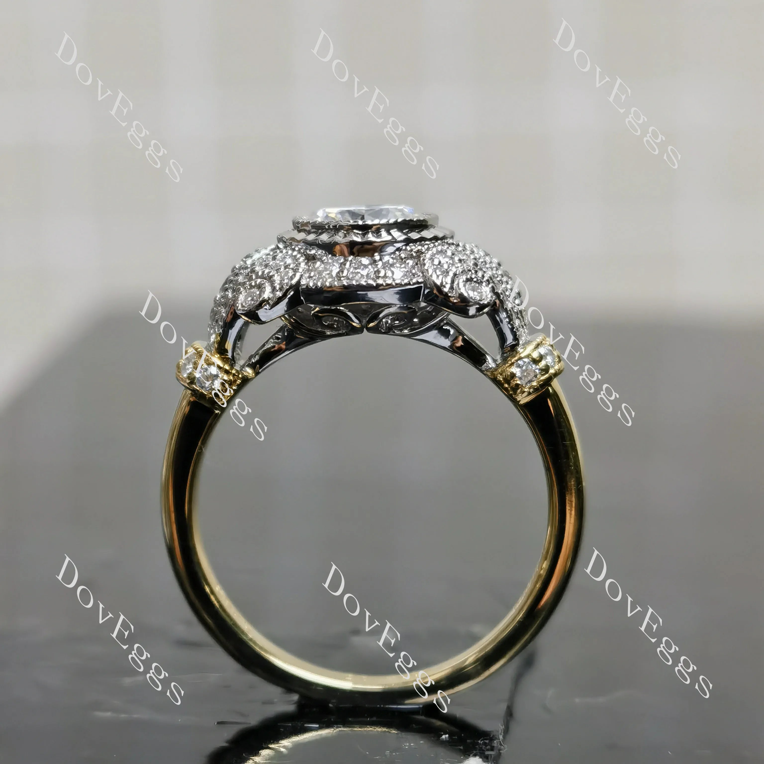 (size 6.75)Doveggs sterling silver 1ct Round moissanite engagement ring