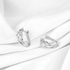 Doveggs 10k gold post sterling silver GHI color round three stones moissanite hoop earrings