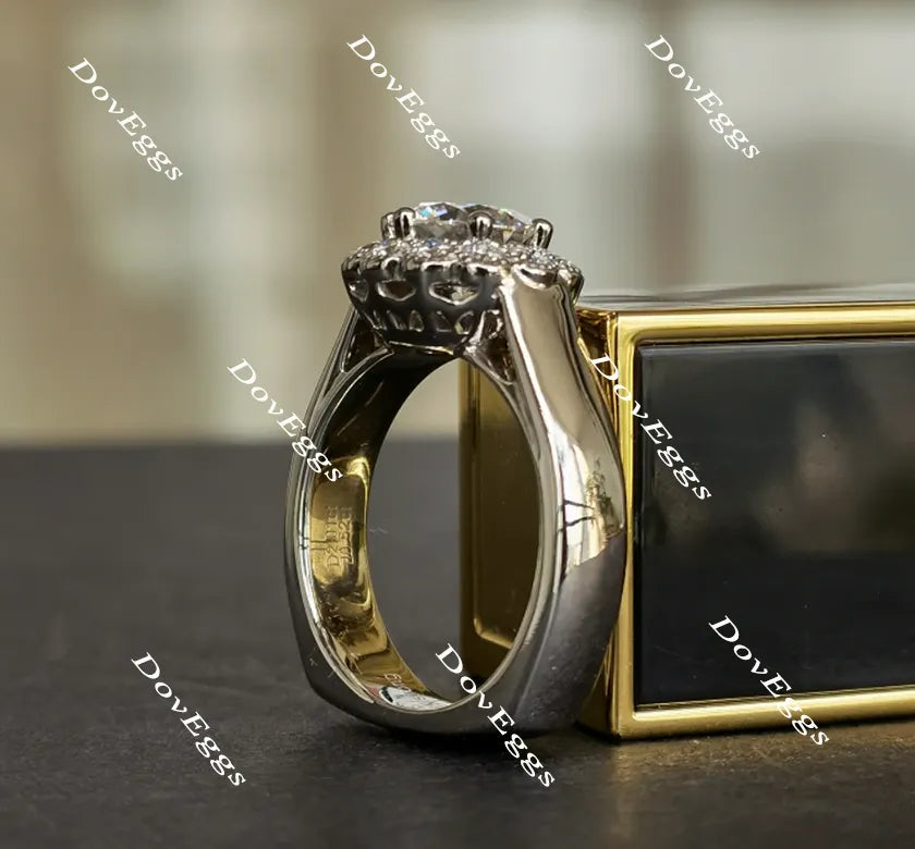doveggs flower shape round moissanite engagement ring