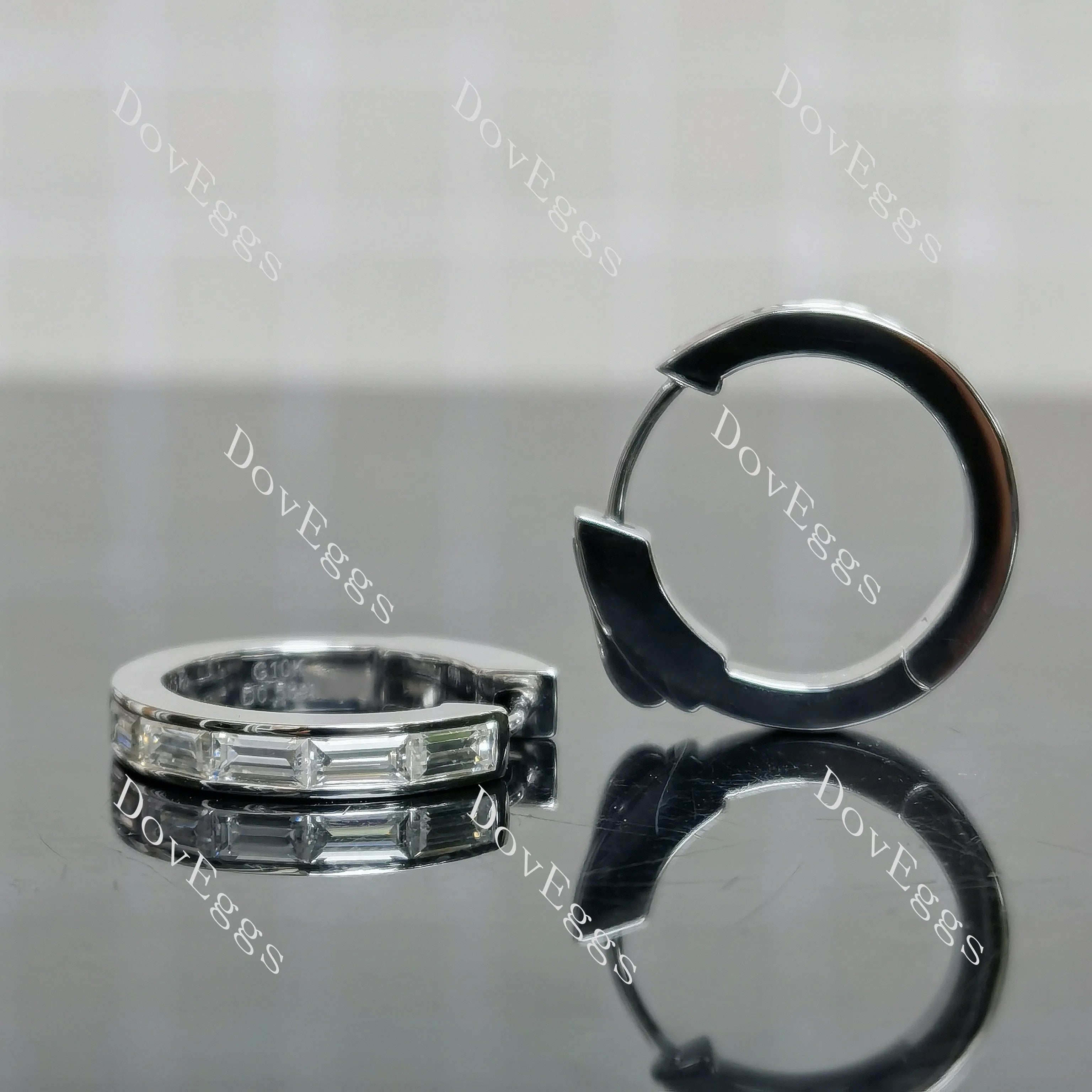 Doveggs baguette bezel moissanite/lab grown diamond earrings