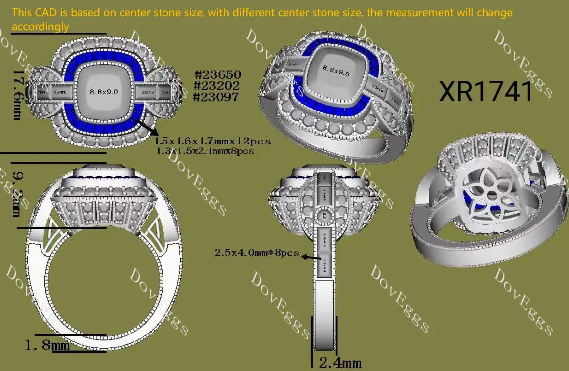 Doveggs Cushion Bezel Halo Vintage Lab Grown Diamond Engagement Ring