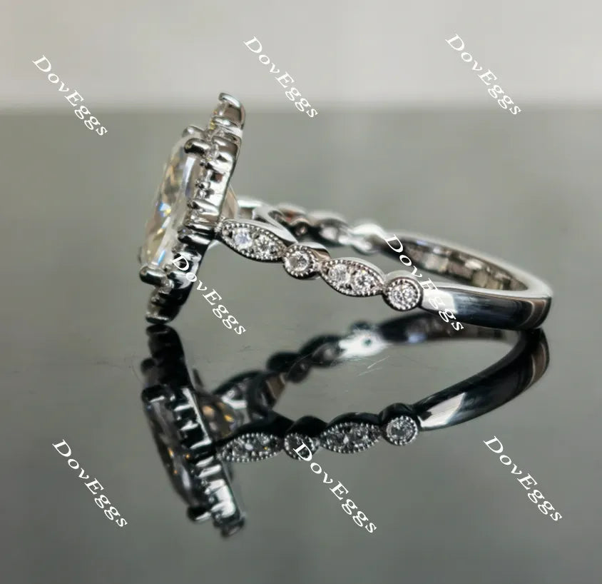 Doveggs cushion halo moissanite engagement ring