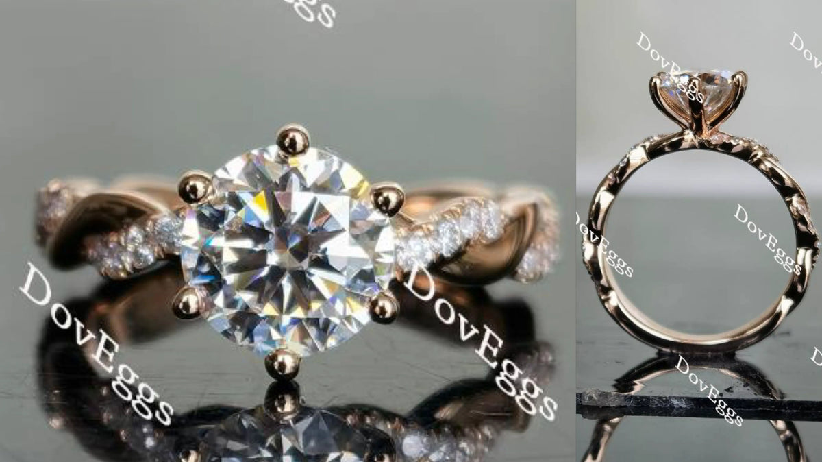 KD’s histone round curved band moissanite engagement ring