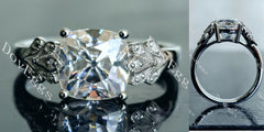 Doveggs cushion art deco moissanite engagement ring