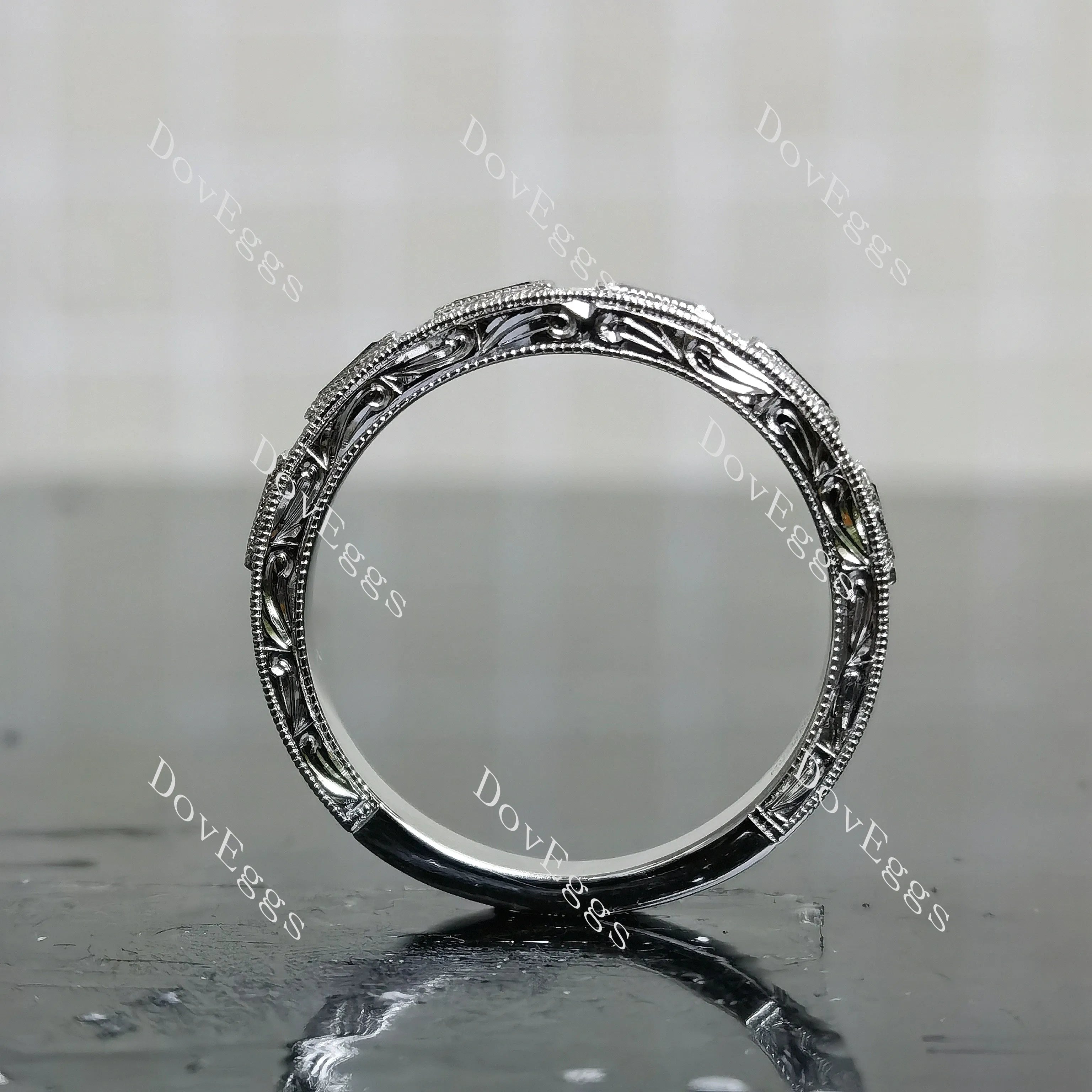 Doveggs baguette channel pave moissantie and birthstone wedding band-3.3mm band width