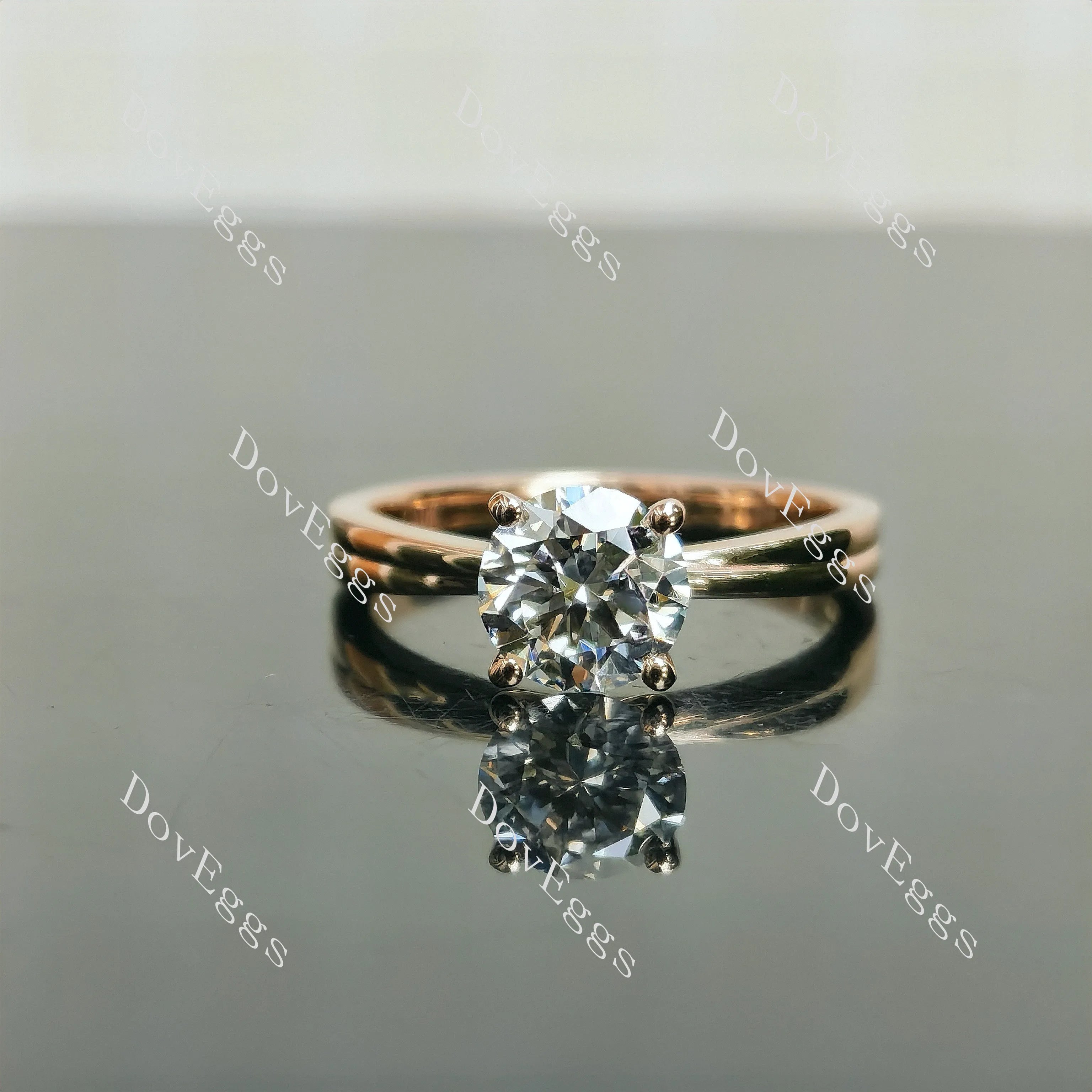 Doveggs Round Pave Solitaire Lab Grown Diamond Engagement Ring
