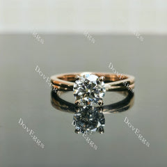 Doveggs Round Pave Solitaire Lab Grown Diamond Engagement Ring