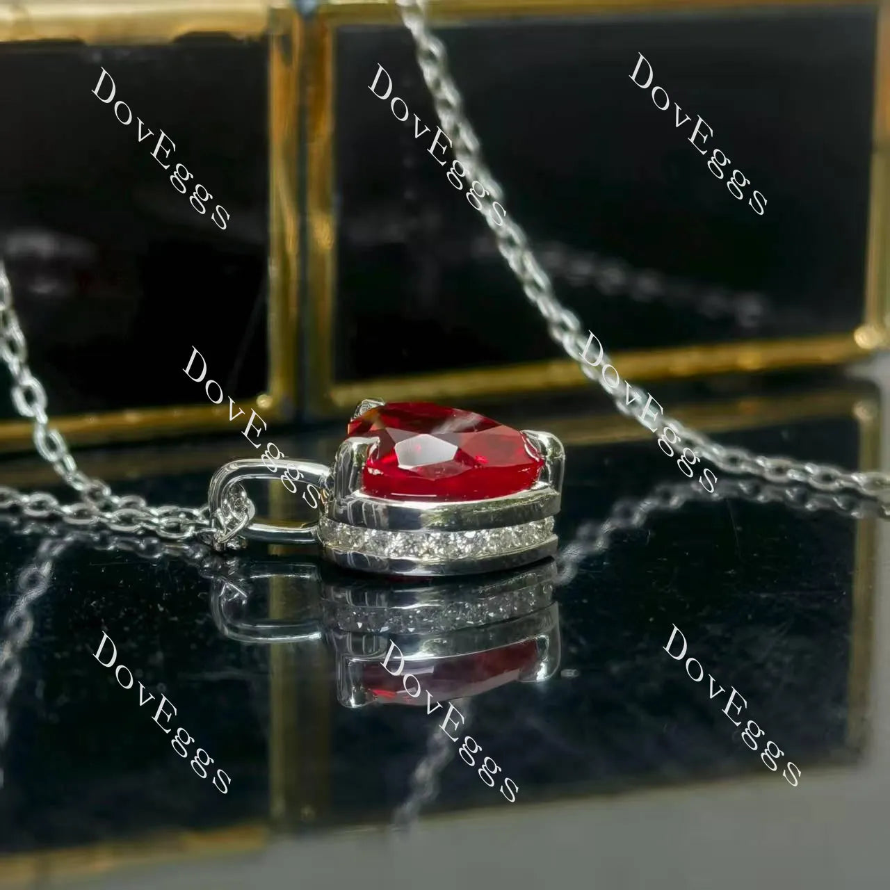 Doveggs sterling silver 3ct heart colored gem pendant necklace (pendant only)