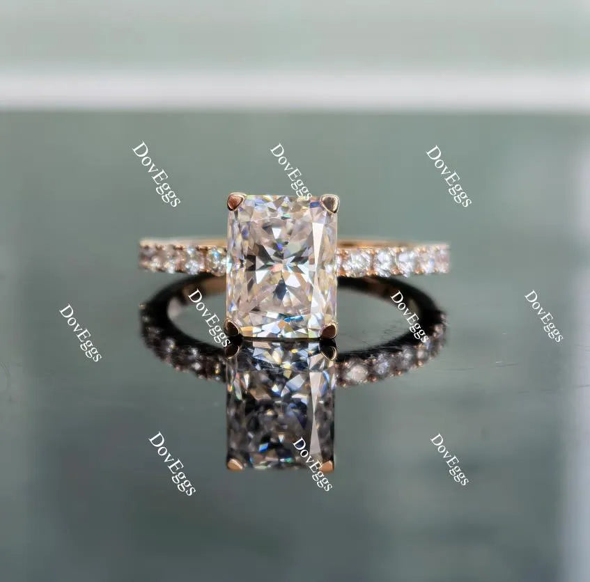 The Kaylee radiant half eternity pave moissanite ring(engagement ring only)