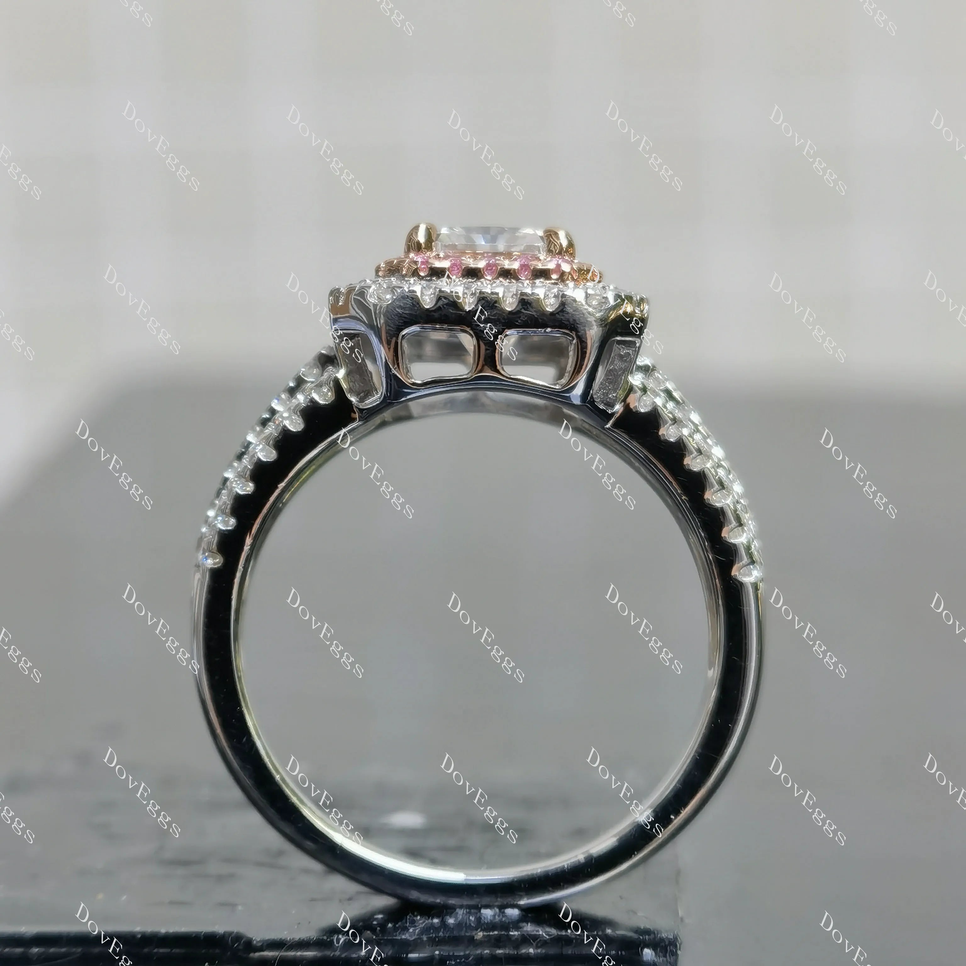 (size 8) Doveggs 2ct GHI color radiant moissanite sterling silver engagement ring