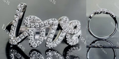 Amore round letters pave moissanite/lab grown diamond wedding band-2.0mm band width