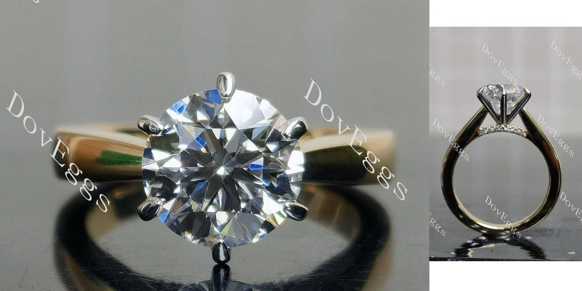 Doveggs Round Pave Lab Grown Diamond Engagement Ring