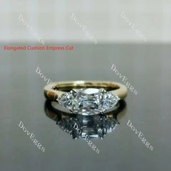 Doveggs emerald three-stones moissanite engagement ring