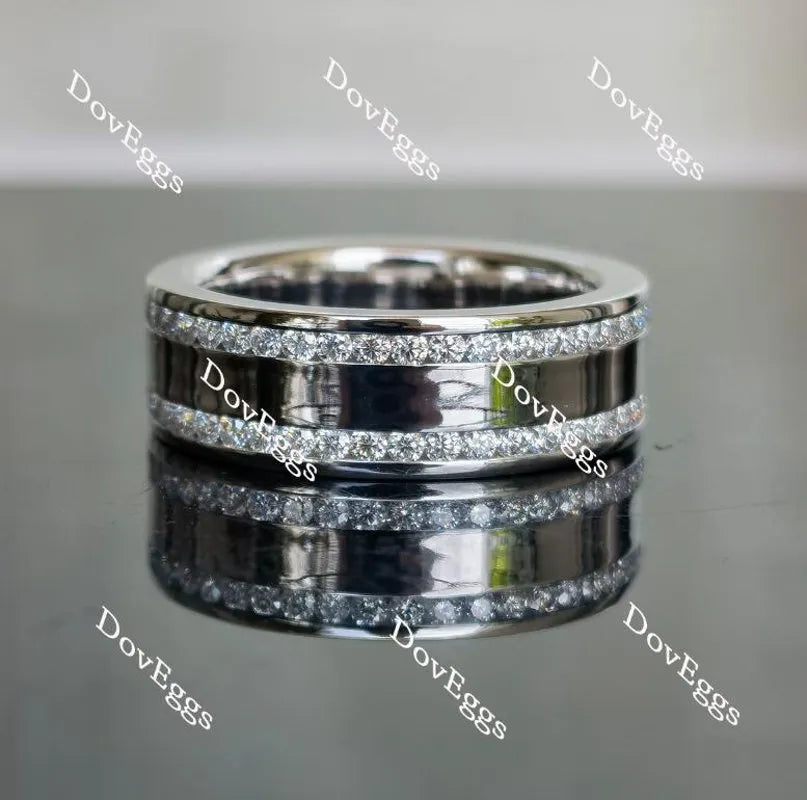 Doveggs full eternity channel set moissanite ring/lab grown diamond wedding band-8mm band width