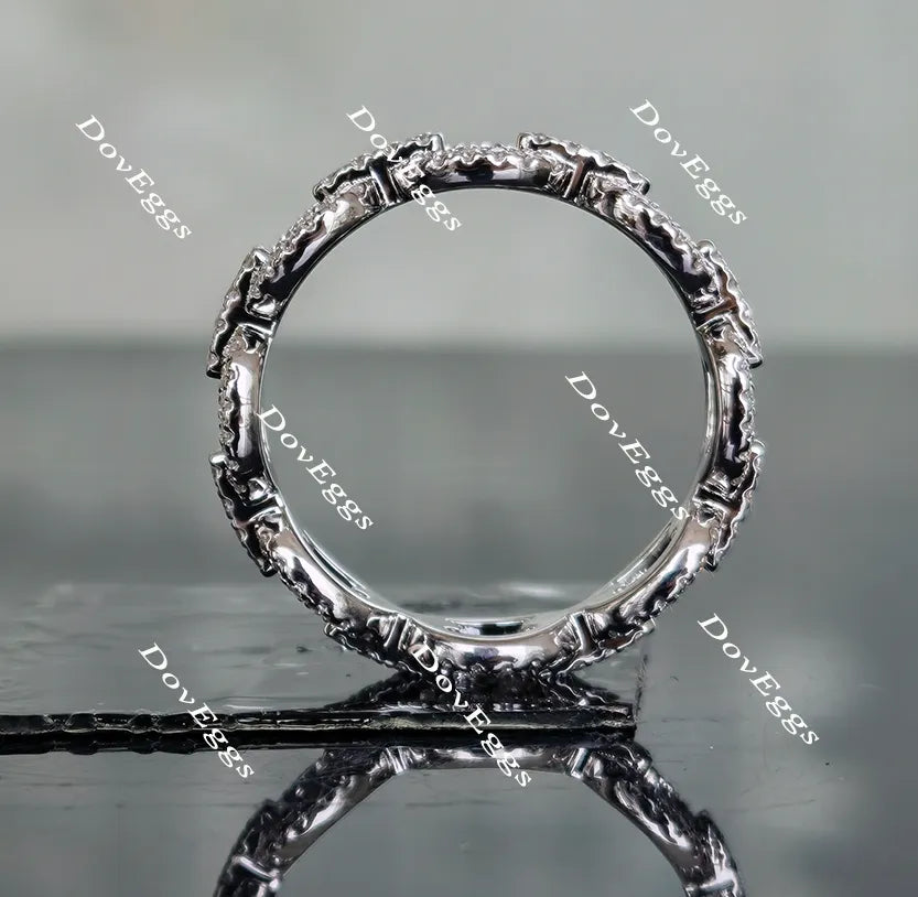 Doveggs round full eternity moissanite/lab grown diamond wedding band-6mm band width