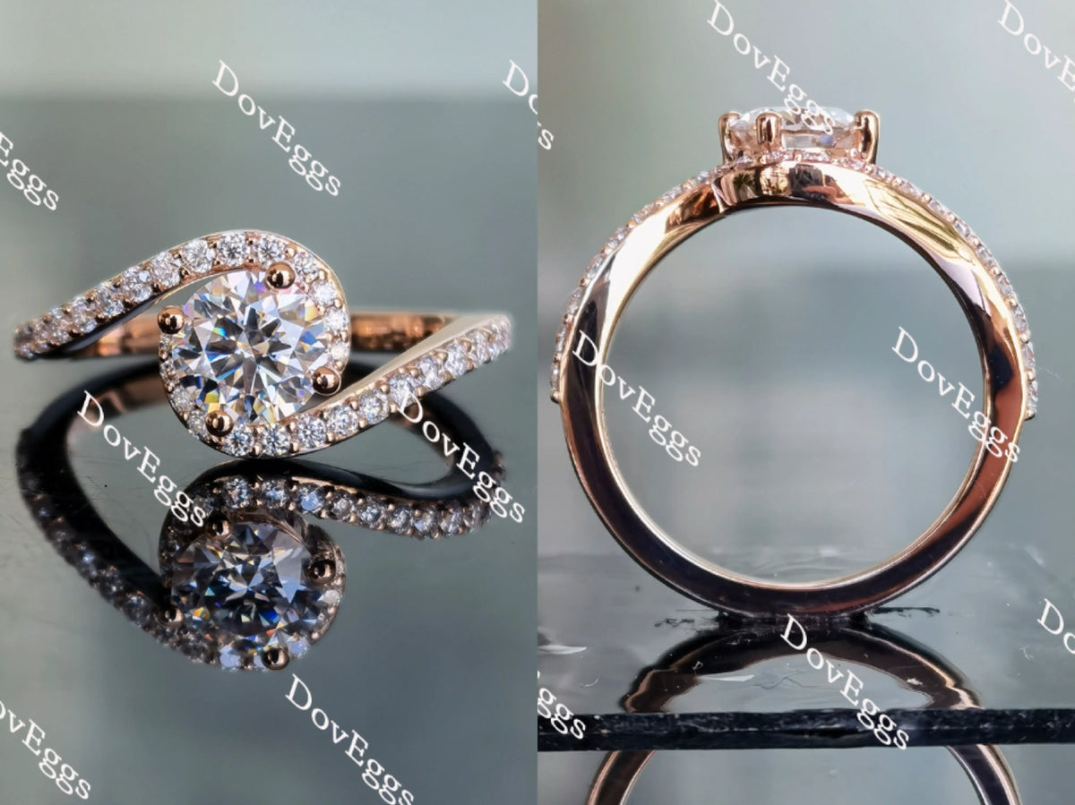 Doveggs round pave curved band moissanite engagement ring