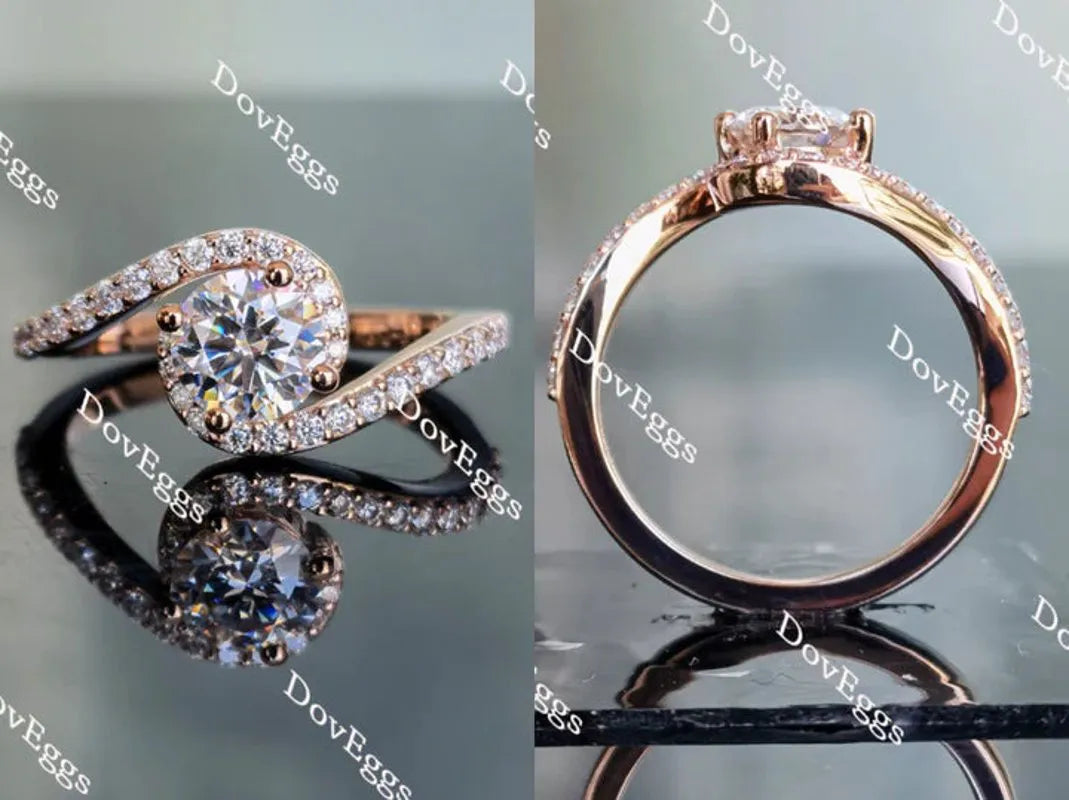 Doveggs pave curved band engagement ring only semi-mount only(Exclusively to DovEggs Stones)
