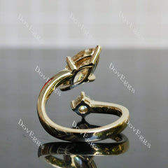 Doveggs Marquise Modified H&A cut pave colored moissanite engagement ring