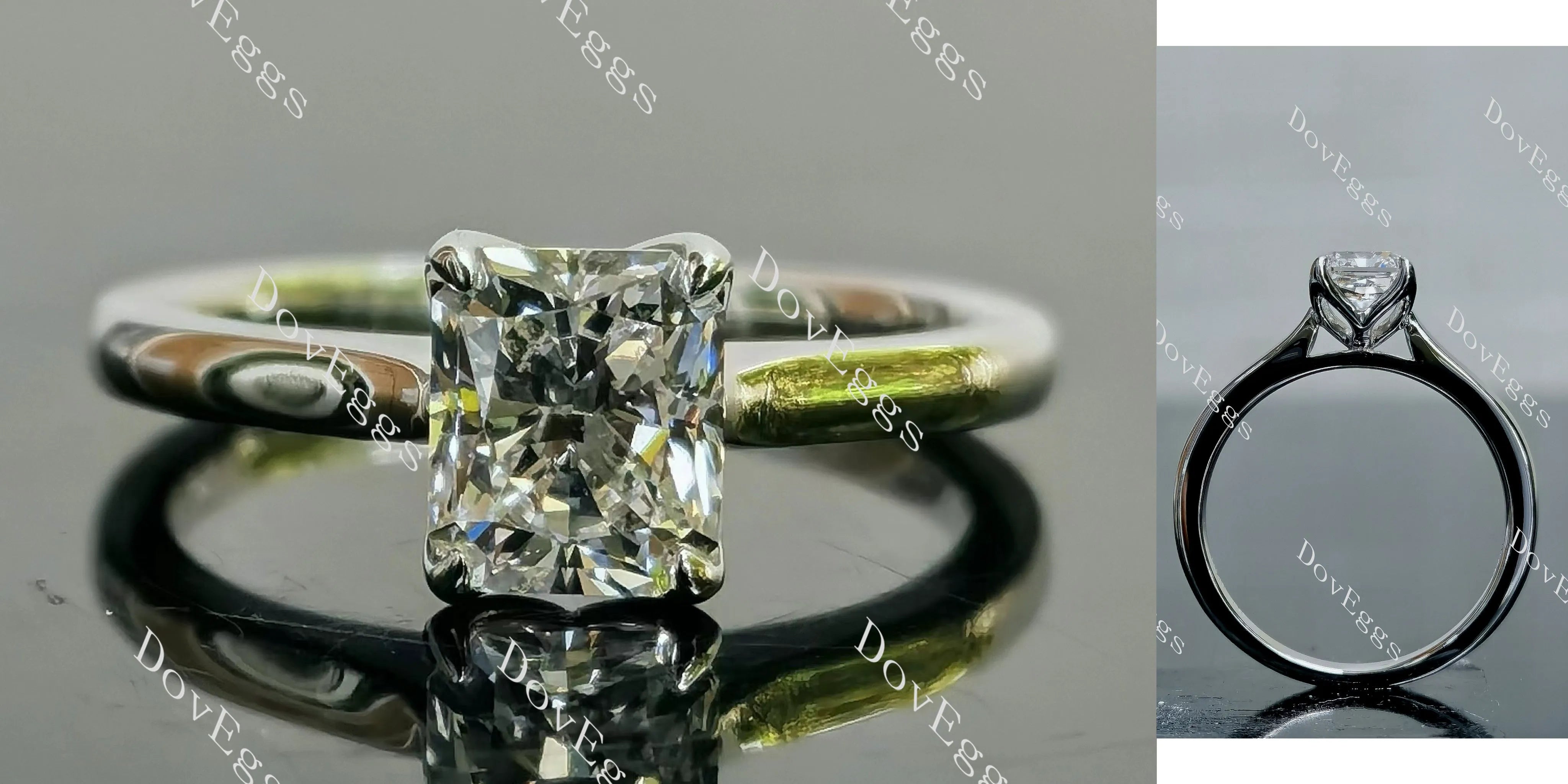 Doveggs Radiant Solitaire Lab Grown Diamond Engagement Ring