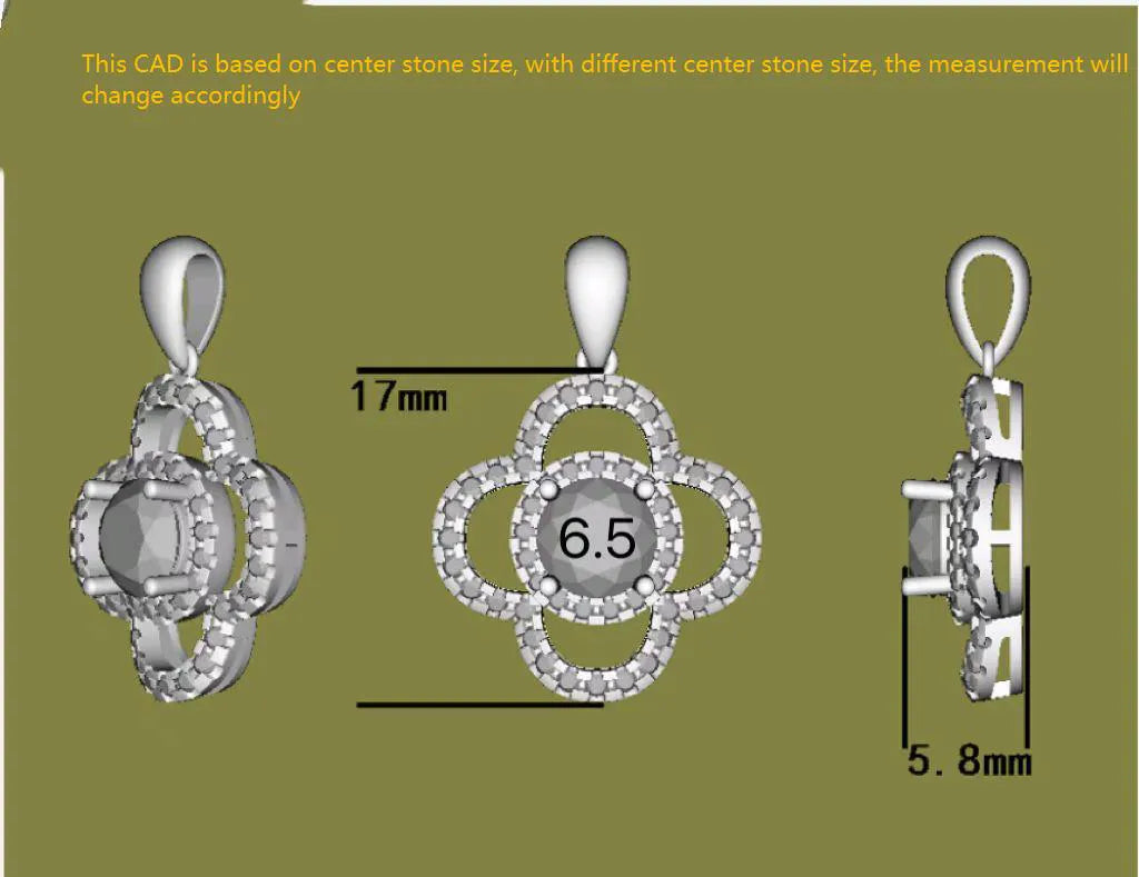 Doveggs round flower shape halo moissanite pendant necklace (pendant only)