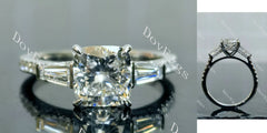 Cushion pave half eternity moissanite engagement ring| DovEggs