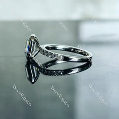DovEggs emerald bezel half eternity pave moissanite engagement ring