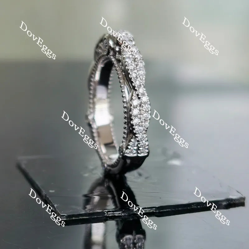 Doveggs round pave moissanite/lab grown diamond wedding band for women (wedding band only)-2.5mm band width