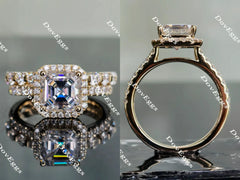 Doveggs asscher halo moissanite bridal set (2 rings)