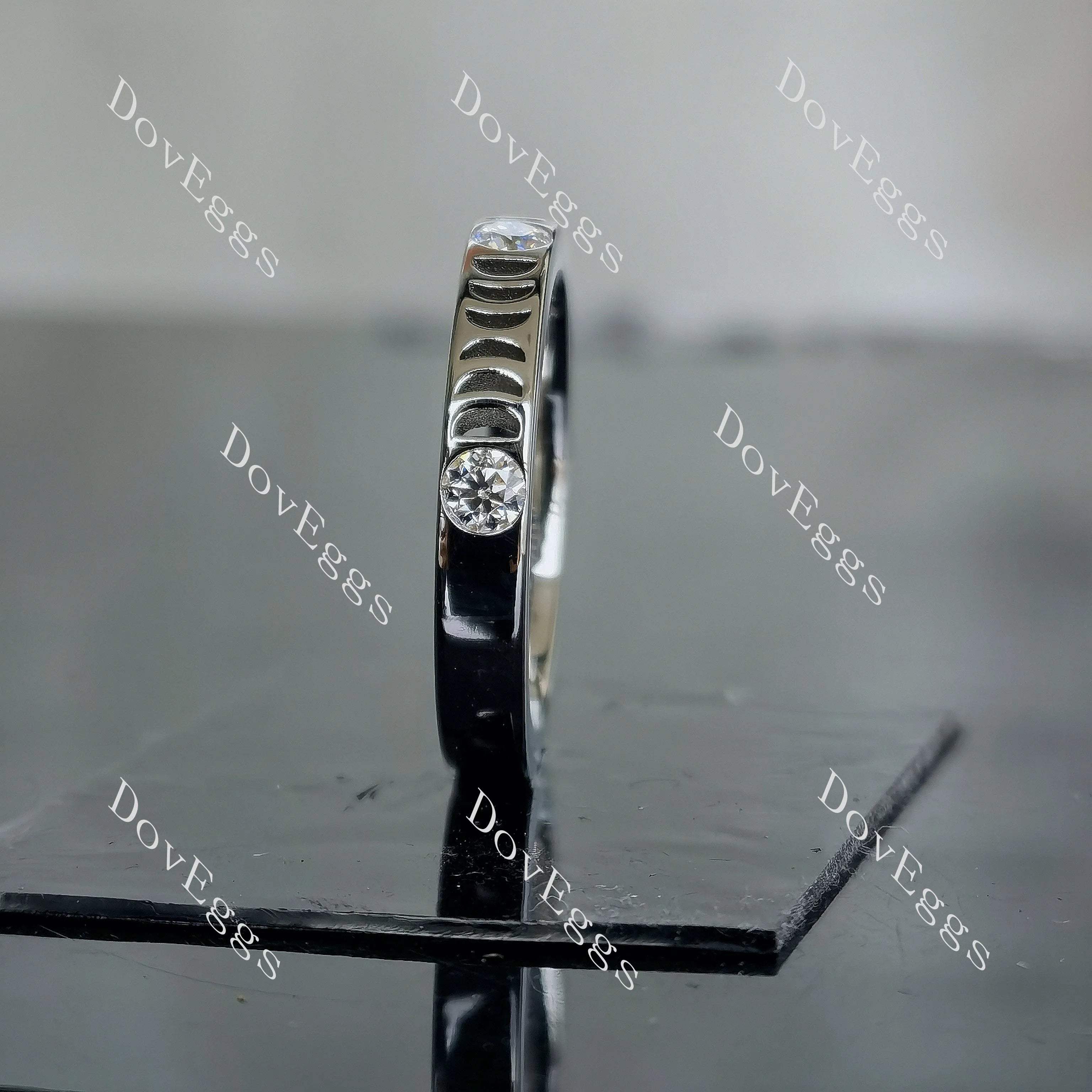 Doveggs round art deco half eternity moissanite/lab grown diamond wedding band-3.5mm band width