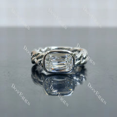 Doveggs Modified Elongated Cushion Bezel Solitaire Lab Grown Diamond Engagement Ring